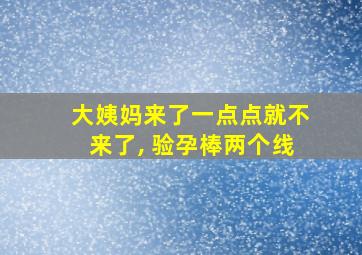 大姨妈来了一点点就不来了, 验孕棒两个线